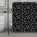 Black And White Halloween Bat Print Polyester Shower Curtain