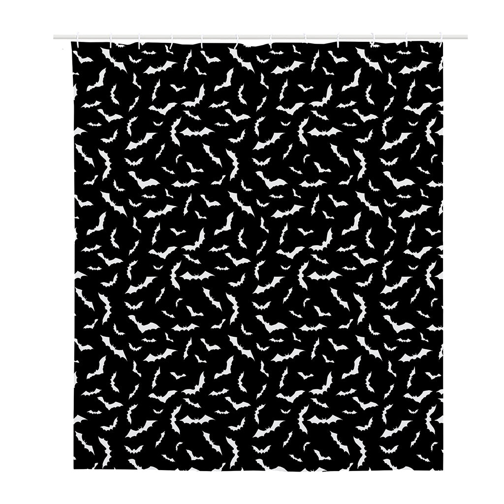 Black And White Halloween Bat Print Polyester Shower Curtain