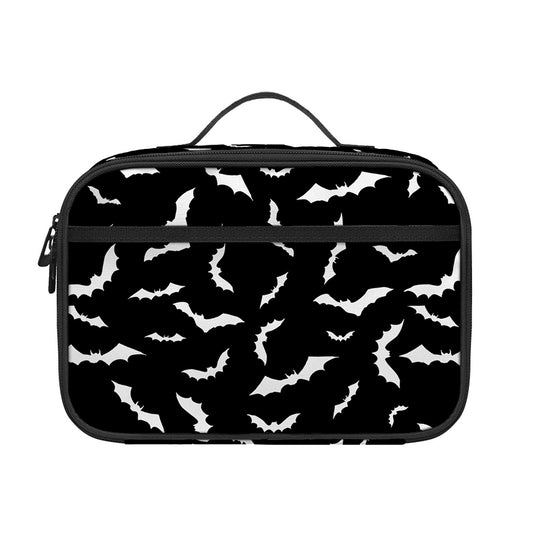 Black And White Halloween Bat Print Portable Lunch Bag