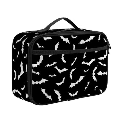 Black And White Halloween Bat Print Portable Lunch Bag