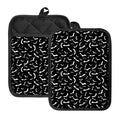 Black And White Halloween Bat Print Pot Holders With Pocket
