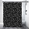 Black And White Halloween Bat Print Premium Shower Curtain