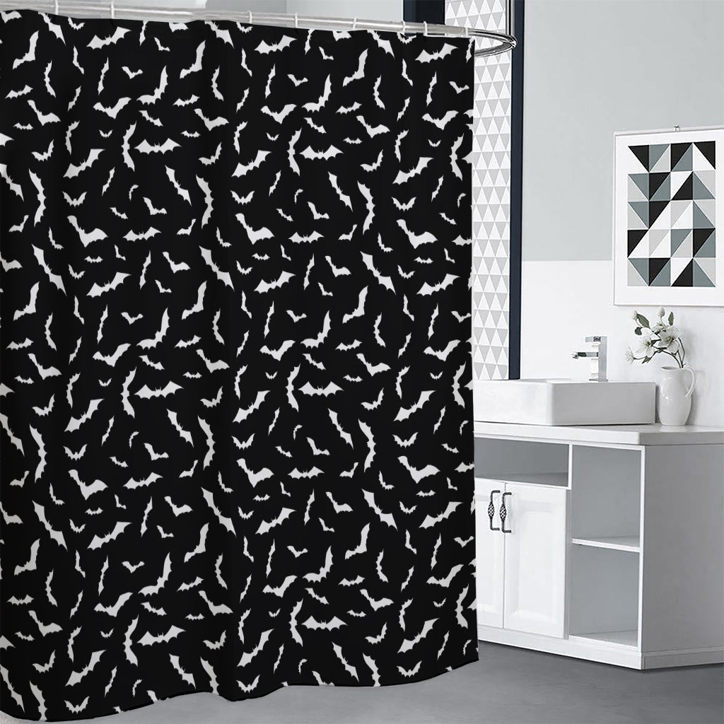 Black And White Halloween Bat Print Premium Shower Curtain