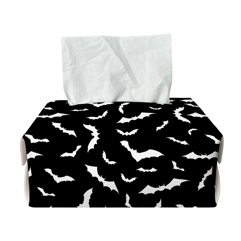 Black And White Halloween Bat Print Rectangle Tissue Box Cover