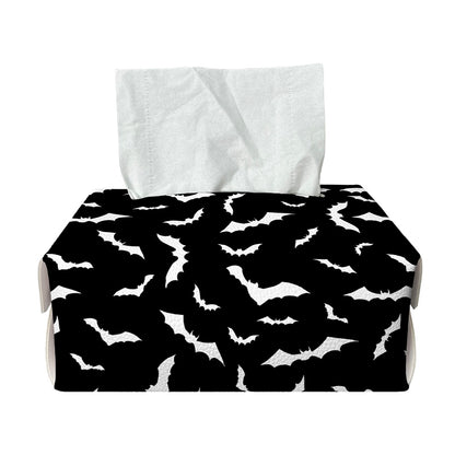 Black And White Halloween Bat Print Rectangle Tissue Box Cover