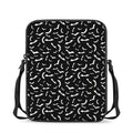 Black And White Halloween Bat Print Rectangular Crossbody Bag
