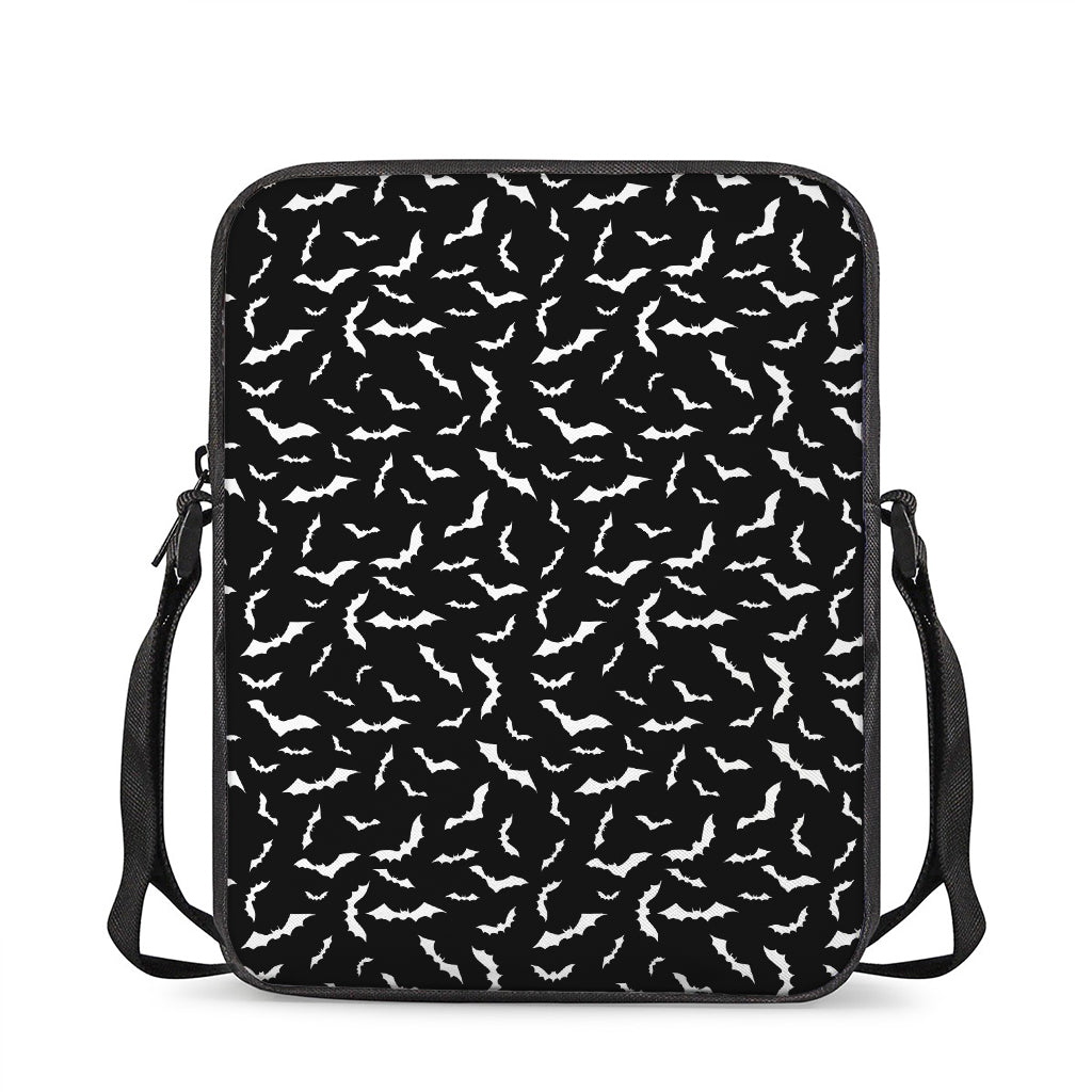 Black And White Halloween Bat Print Rectangular Crossbody Bag