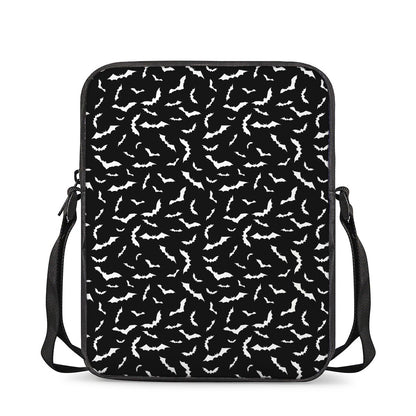 Black And White Halloween Bat Print Rectangular Crossbody Bag