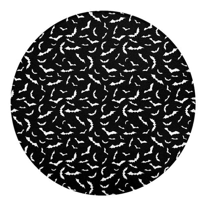Black And White Halloween Bat Print Round Blanket