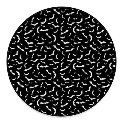 Black And White Halloween Bat Print Round Floor Mat