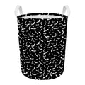 Black And White Halloween Bat Print Round Laundry Basket