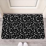 Black And White Halloween Bat Print Rubber Doormat