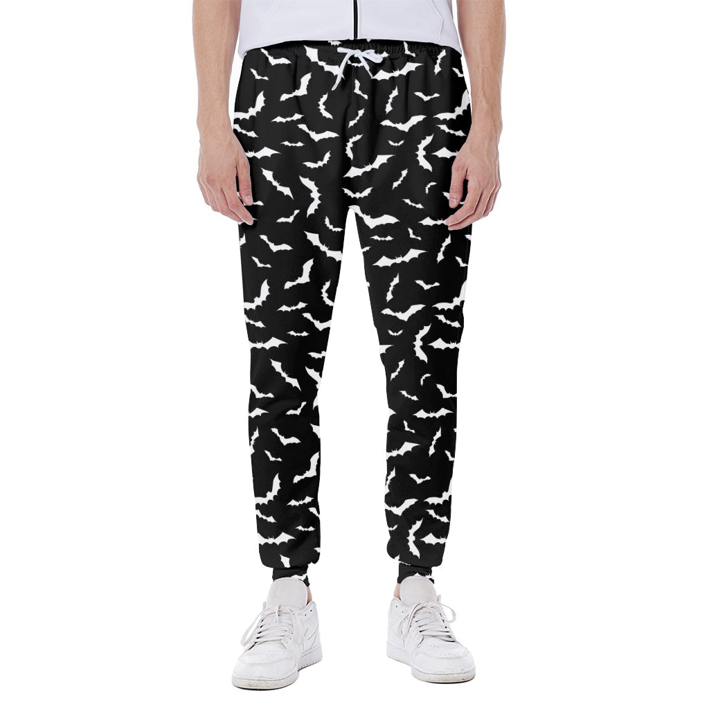 Black And White Halloween Bat Print Scuba Joggers