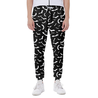 Black And White Halloween Bat Print Scuba Joggers
