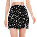 Black And White Halloween Bat Print Side Slit Mini Skirt