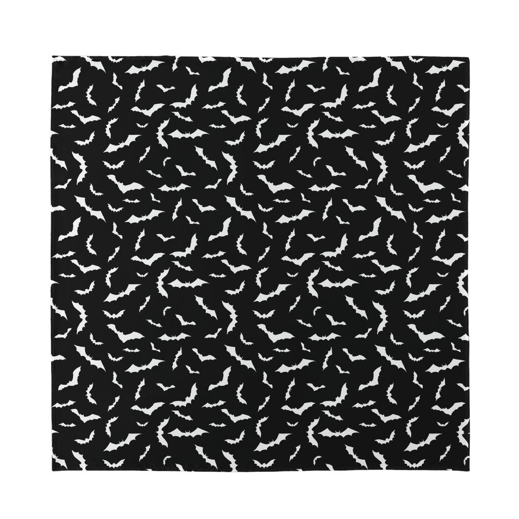 Black And White Halloween Bat Print Silk Bandana