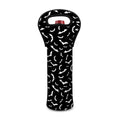 Black And White Halloween Bat Print Single Neoprene Wine Tote