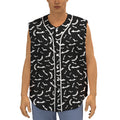 Black And White Halloween Bat Print Sleeveless Baseball Jersey