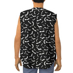 Black And White Halloween Bat Print Sleeveless Baseball Jersey