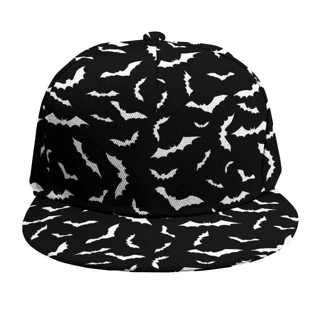 Black And White Halloween Bat Print Snapback Cap