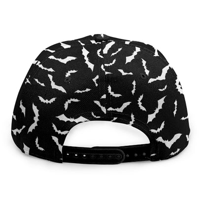 Black And White Halloween Bat Print Snapback Cap