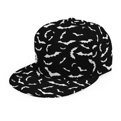 Black And White Halloween Bat Print Snapback Cap