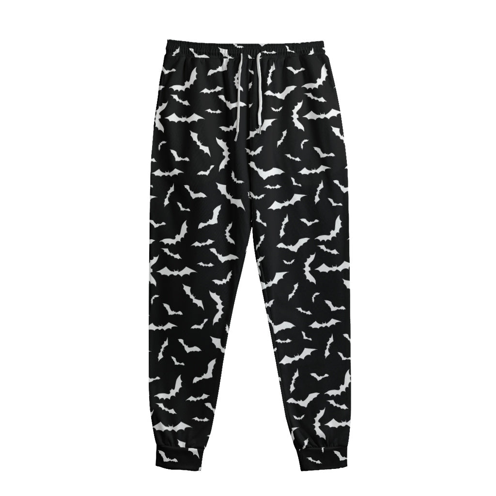 Black And White Halloween Bat Print Sweatpants