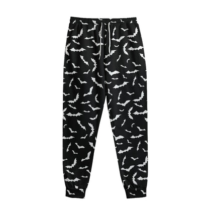 Black And White Halloween Bat Print Sweatpants