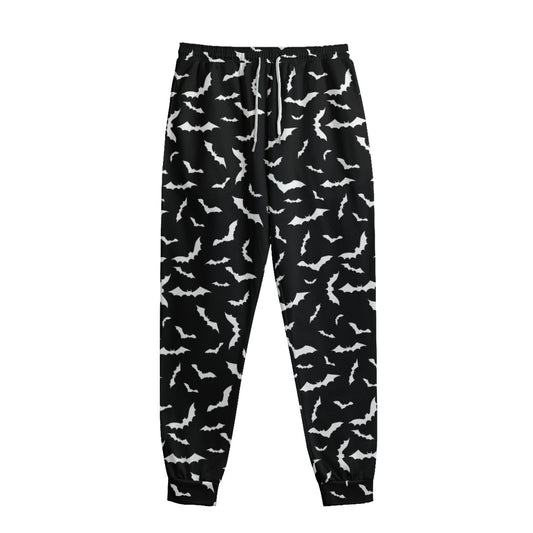 Black And White Halloween Bat Print Sweatpants