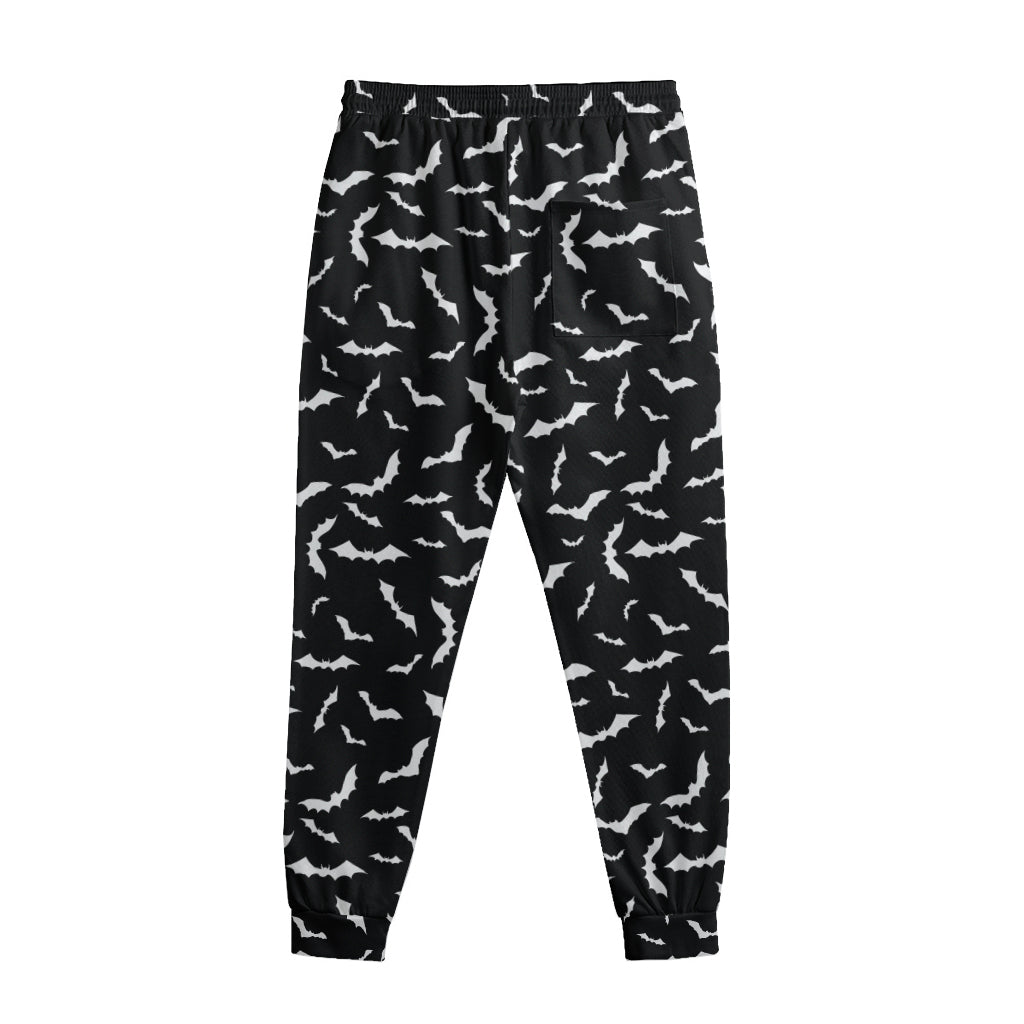 Black And White Halloween Bat Print Sweatpants
