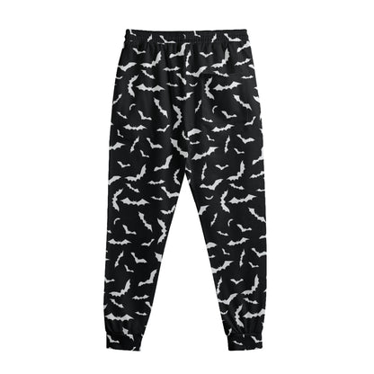 Black And White Halloween Bat Print Sweatpants