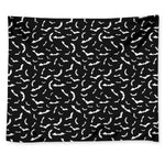 Black And White Halloween Bat Print Tapestry
