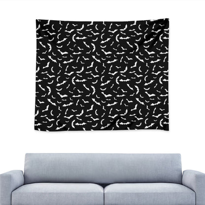 Black And White Halloween Bat Print Tapestry