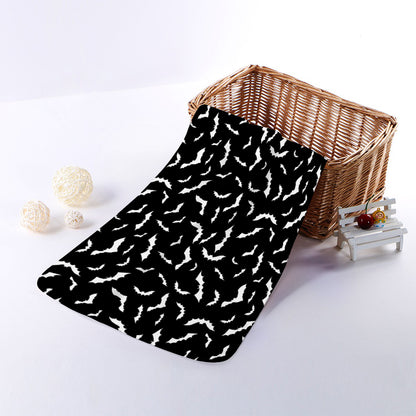 Black And White Halloween Bat Print Towel