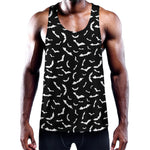 Black And White Halloween Bat Print Training Tank Top