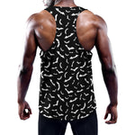 Black And White Halloween Bat Print Training Tank Top