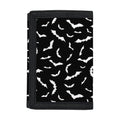Black And White Halloween Bat Print Trifold Wallet