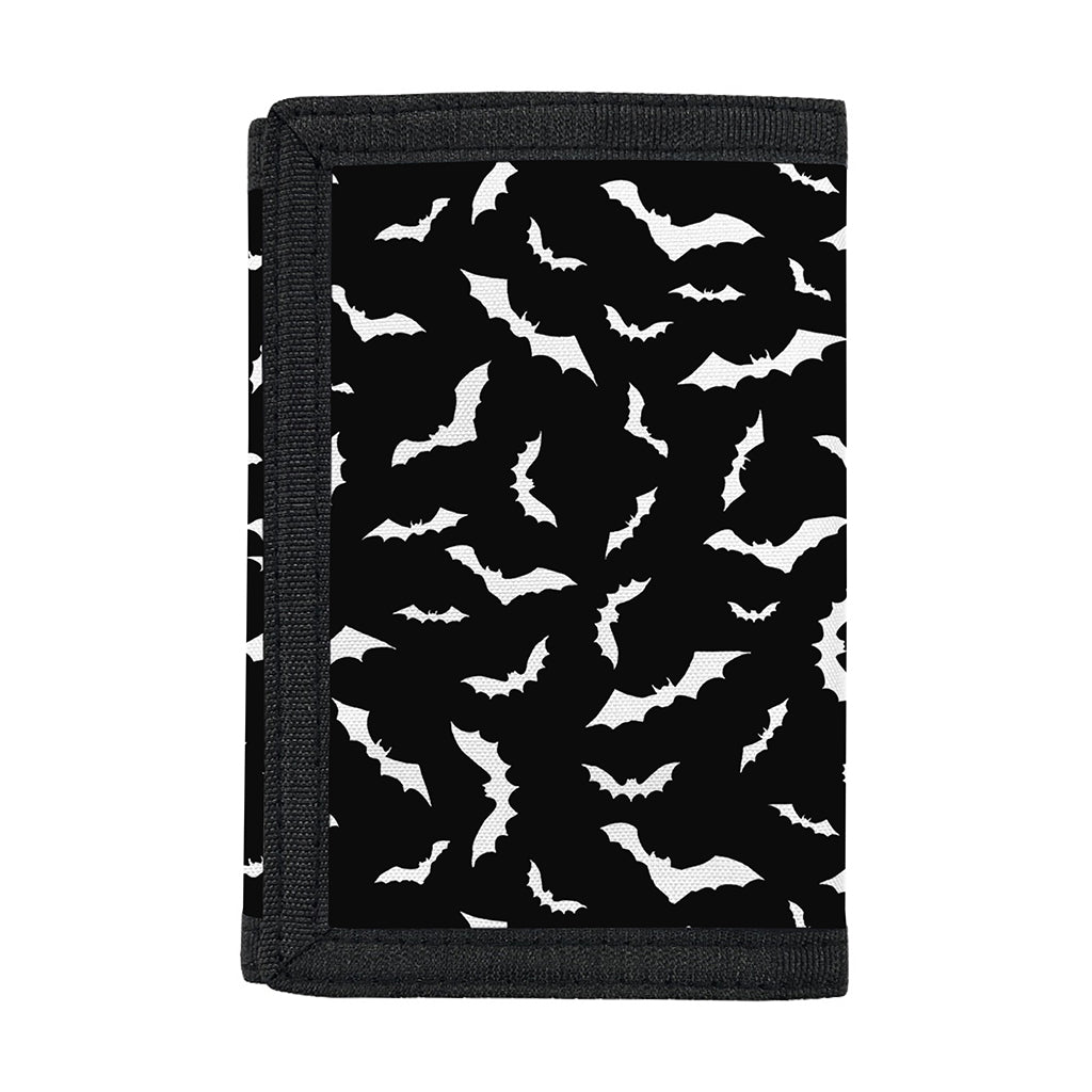 Black And White Halloween Bat Print Trifold Wallet