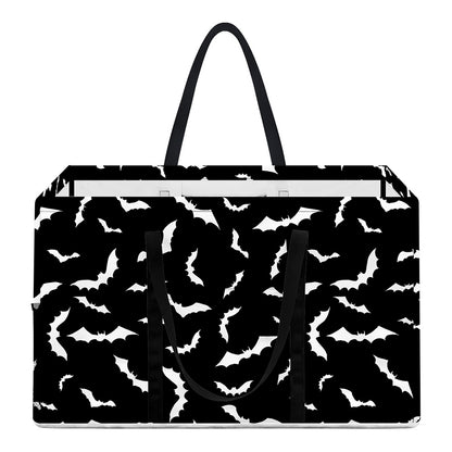 Black And White Halloween Bat Print Utility Tote Bag