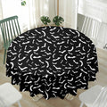 Black And White Halloween Bat Print Waterproof Round Tablecloth