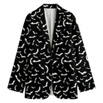 Black And White Halloween Bat Print Women's Blazer