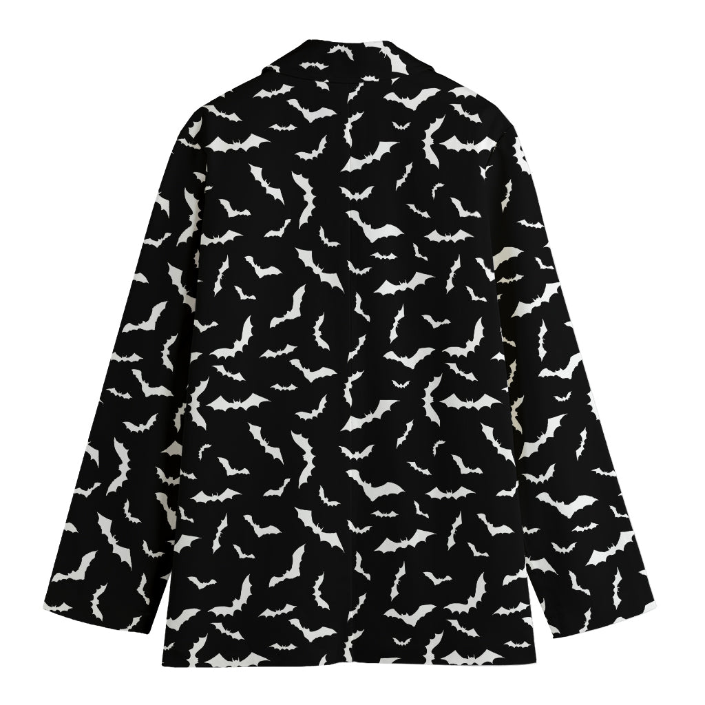 Black And White Halloween Bat Print Women's Blazer