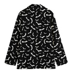 Black And White Halloween Bat Print Women's Blazer