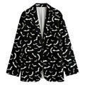Black And White Halloween Bat Print Women's Cotton Blazer