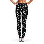 Black And White Halloween Bat Print Women's Leggings