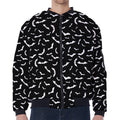 Black And White Halloween Bat Print Zip Sleeve Bomber Jacket