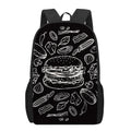 Black And White Hamburger Print 17 Inch Backpack