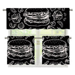 Black And White Hamburger Print 3 Piece Kitchen Curtains