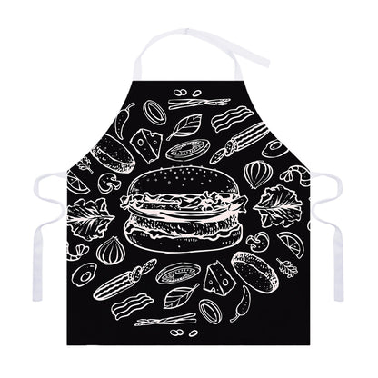 Black And White Hamburger Print Adjustable Apron
