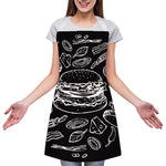 Black And White Hamburger Print Adjustable Apron